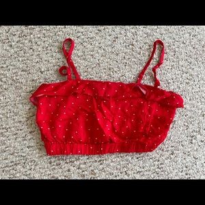 Red and white polka dot crop top from revolve